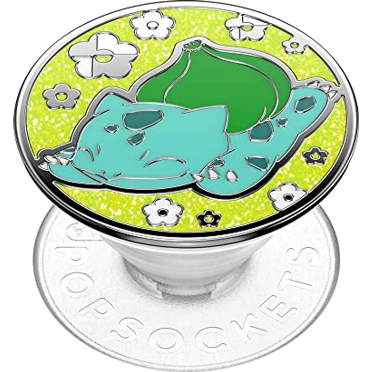PopSockets: PopGrip - Ausziehbarer Sockel und Griff mit einem Austauschbarem Top für Smartphones und Tablets - Pokémon - Bulbasaur Nap Enamel