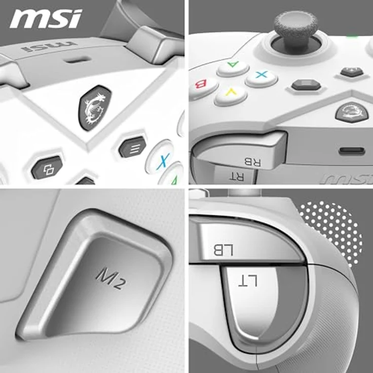 MSI Force GC300 W WHITE Gamecontroller Wireless, kabellose und kabelgebundene Verbindungsmöglichkeiten, ergonomisches Design, Turbo- und Makro-Taste – Bild 6
