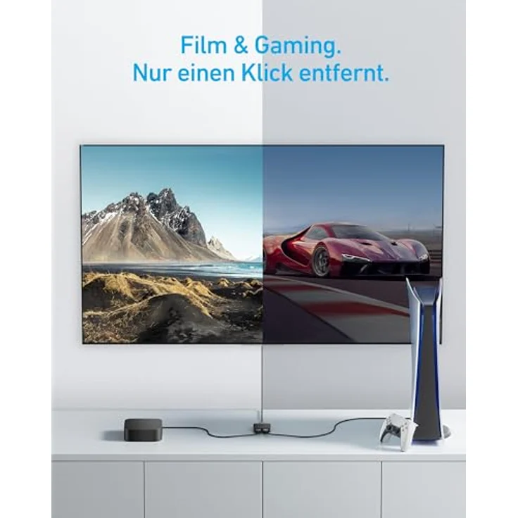 Anker HDMI-Switch, 4K @ 60 Hz, bidirektionaler Switch, 2-in-1-Ausgang, unterstützt HDR, 3D, Dolby, kompatibel mit Laptops, PC, Xbox Series, PS5/PS4, Projektor - glatte Oberfläche – Bild 3