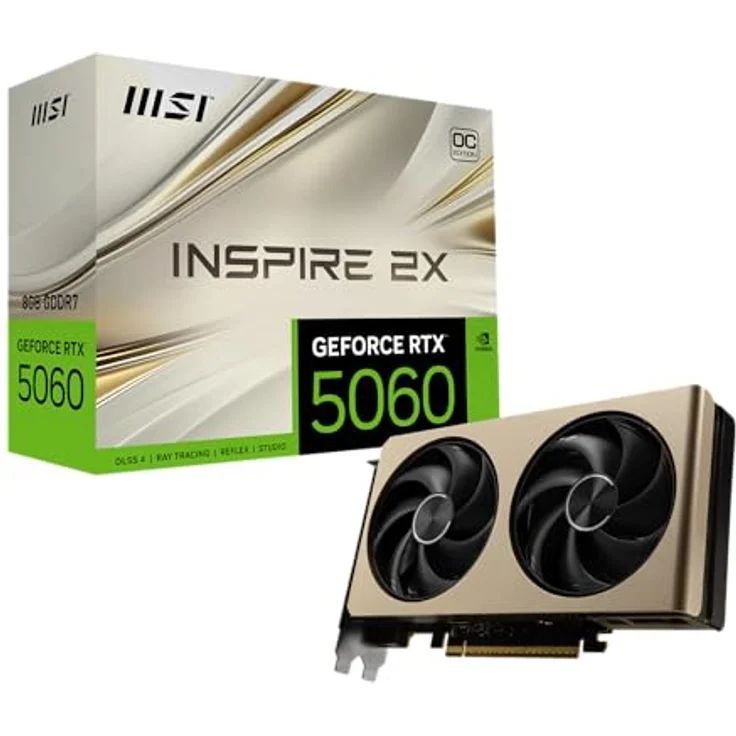 MSI GeForce RTX 5060 8G Inspire 2X OC Grafikkarte, 8 GB GDDR7, 7680 x 4320 Pixel, aktives Kühlsystem mit zwei Lüftern – Bild 2