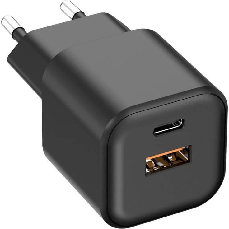 Setty Wandladegerät USB-A + USB-C, 35W LSGaN-AC-351, schnelles Aufladen in mattschwarz, kompakt und reisefreundlich