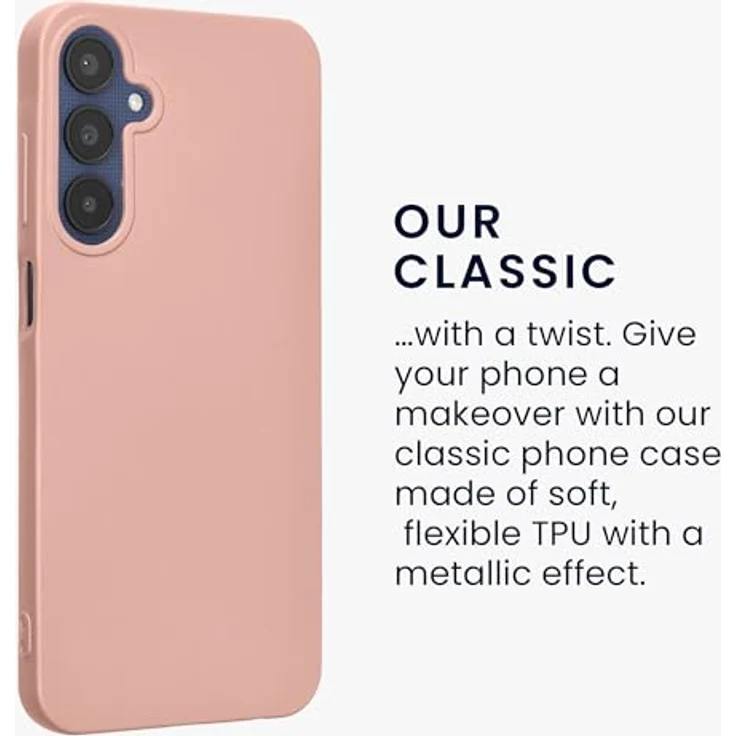 kwmobile Handyhülle für Samsung Galaxy A25, Silikon Schutzhülle metallisch schimmernd in Metallic Rosegold, flexibel und rutschfest – Bild 3