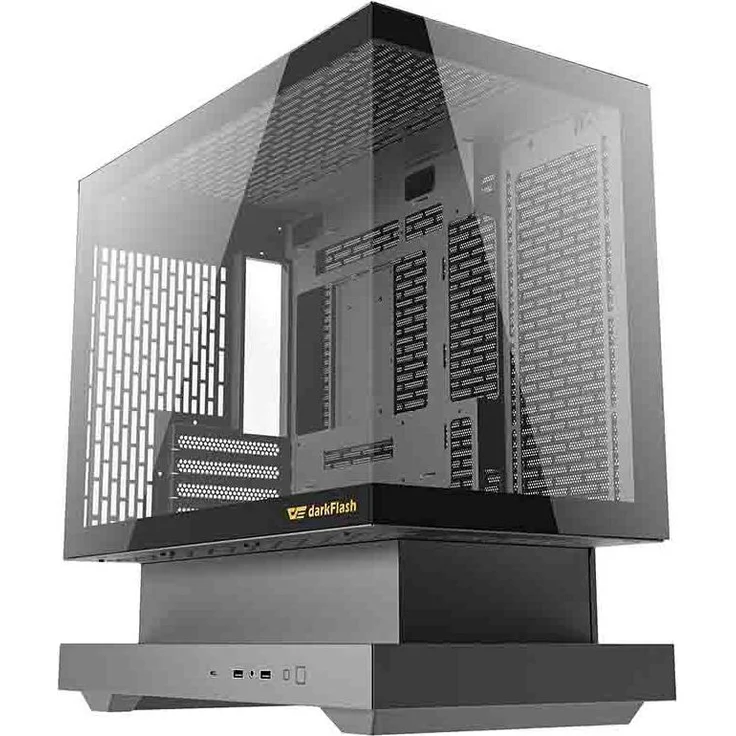 darkflash Darkflash F1 PC Gehäuse, Midi-Tower in Schwarz, inkl. 6 ARGB Lüfter, geräumiger Innenraum für Grafikkarten bis 350 mm