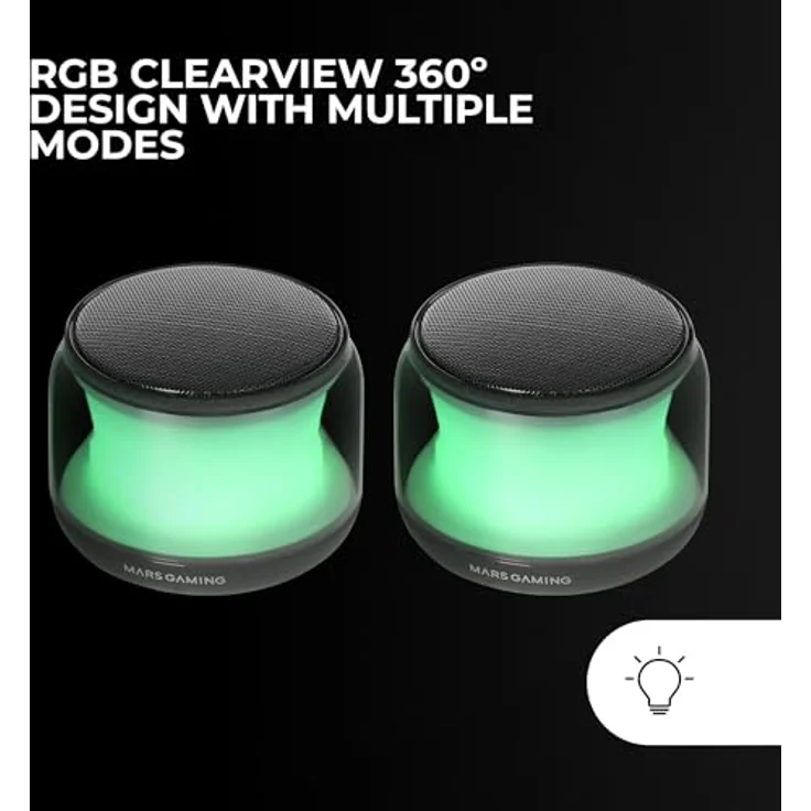 MARSGAMING MS-Aura Bluetooth-Lautsprecher 5.3 Schwarz, DSP-Chipsatz 15W, RGB-Beleuchtung, Clearview 360º Design, Kompakte Lautsprecher mit Lautstärke- und RGB-Kontrollbox, AUX-IN Eingang – Bild 3
