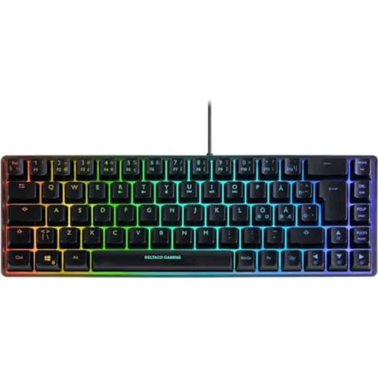 Deltaco DK240 mini 60% Gaming Tastatur, semi-transparent, Hintergrundbeleuchtung, USB, QWERTZ, Deutsch, Schwarz