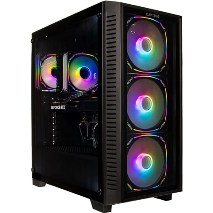 Captiva Advanced Gaming R91-526, Desktop-PC mit AMD Ryzen 7 5700X, 32GB DDR4 RAM, NVIDIA GeForce RTX 5060 8GB, 1TB SSD, Windows 11 Home, RGB-Beleuchtung – Bild 1