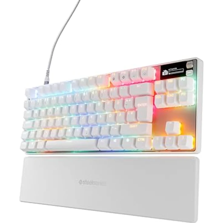 SteelSeries Apex Pro TKL Gen 3 Weiß - HyperMagnetic Gaming-Tastatur - OmniPoint 3.0 Switches - Anpassbares Ansprechverhalten - Rapid Trigger - Rapid Tap/SOCD - OLED - PBT-Keycaps - USB-C - DE QWERTZ – Bild 1