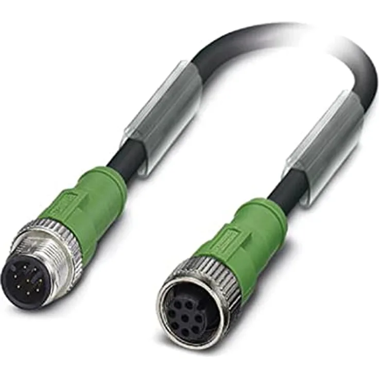 PHOENIX CONTACT SAC-8P-M12MS/3.0-PUR/M12FS Sensor/Aktor-Kabel, 8 Polig, PUR Halogenfrei, Stecker Gerade M12, 3m Kabellänge, Schwarzgrau