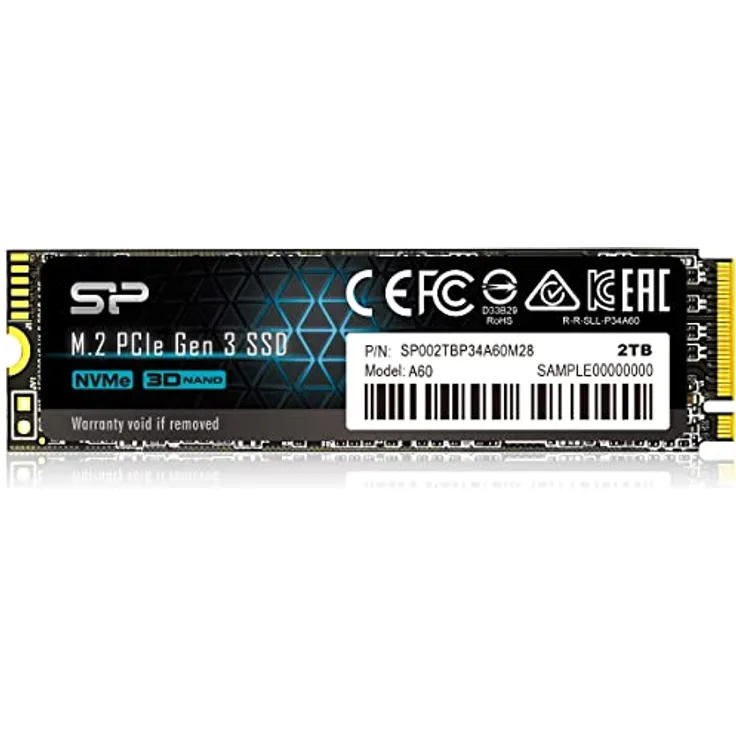 SP Silicon Power PCIe Gen 3x4 & A55 PCIe A60 2 TB SSD-Festplatte, bis zu 2.200 MB/s Lesegeschwindigkeit, 1.600 MB/s Schreibgeschwindigkeit