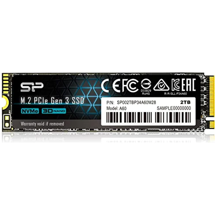 SP Silicon Power PCIe Gen 3x4 & A55 PCIe A60 2 TB SSD-Festplatte, bis zu 2.200 MB/s Lesegeschwindigkeit, 1.600 MB/s Schreibgeschwindigkeit – Bild 1