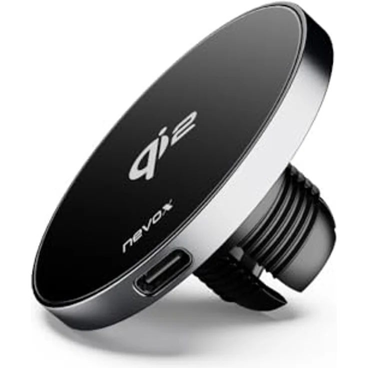 Nevox Wireless QI2 Fast Car Charger, 15Watt, MagSafe-kompatibel, schwarz-silber – Bild 5