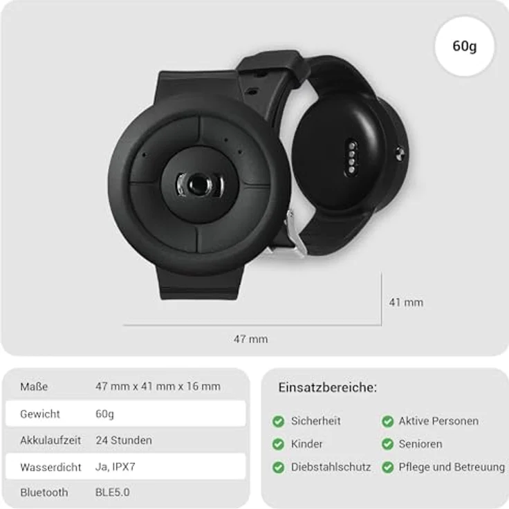 MiniFinder Nano GPS-Personalalarm im Uhrenformat mit MLPC™-Technologie, präziser Ortung & MiniFinder Live – für Pflege & Sicherheit – Bild 3
