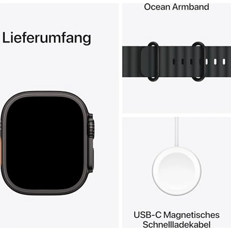 Apple Watch Ultra 2 GPS + Cellular, 49 mm, Titangehäuse Schwarz, Ocean Armband Schwarz, One size – Bild 6