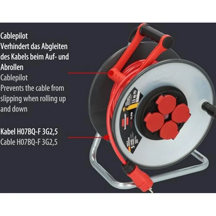 Brennenstuhl Professional SteelCore Kabeltrommel SC 3210 IP44, 33m H07BQ-F 3G2,5 Kabel, Stahlblech, Made in Germany – Bild 4