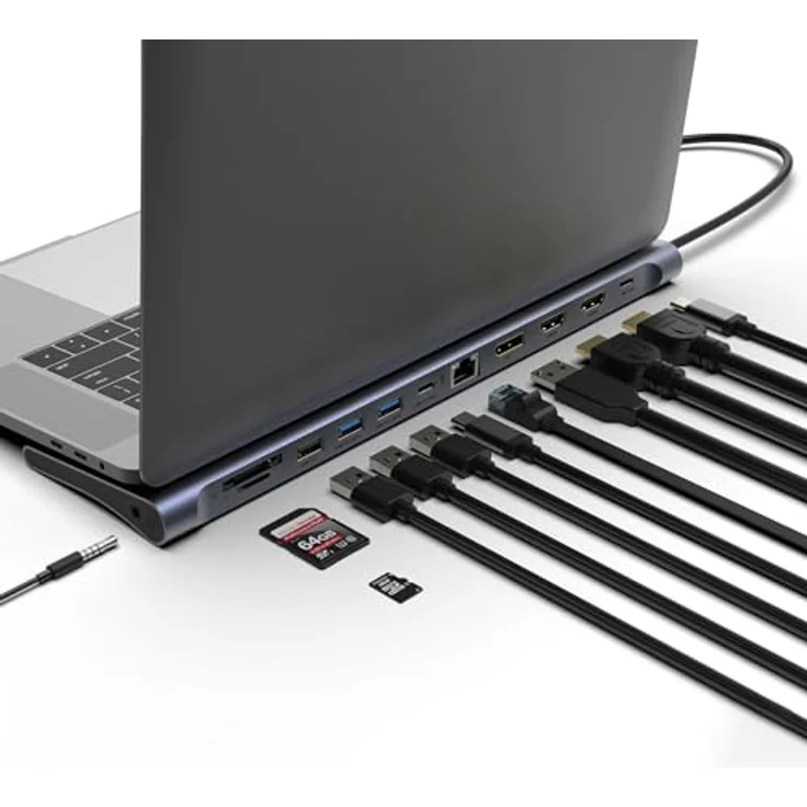 FeinTech CX301 USB-C Dockingstation 12-in-1 Triple Display mit 4K 60Hz, 2x HDMI, 1x DisplayPort, Gigabit Ethernet, 100W Power Delivery – Bild 6