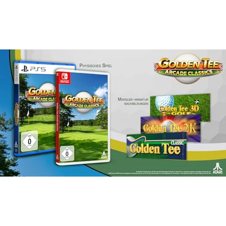 Atari Golden Tee Arcade Classics, PS5 Spielesammlung mit 6 Golden Tee Titeln und 2 Bonusspielen, inklusive interaktiver Trackball-Steuerung und Übungsmodus – Bild 2
