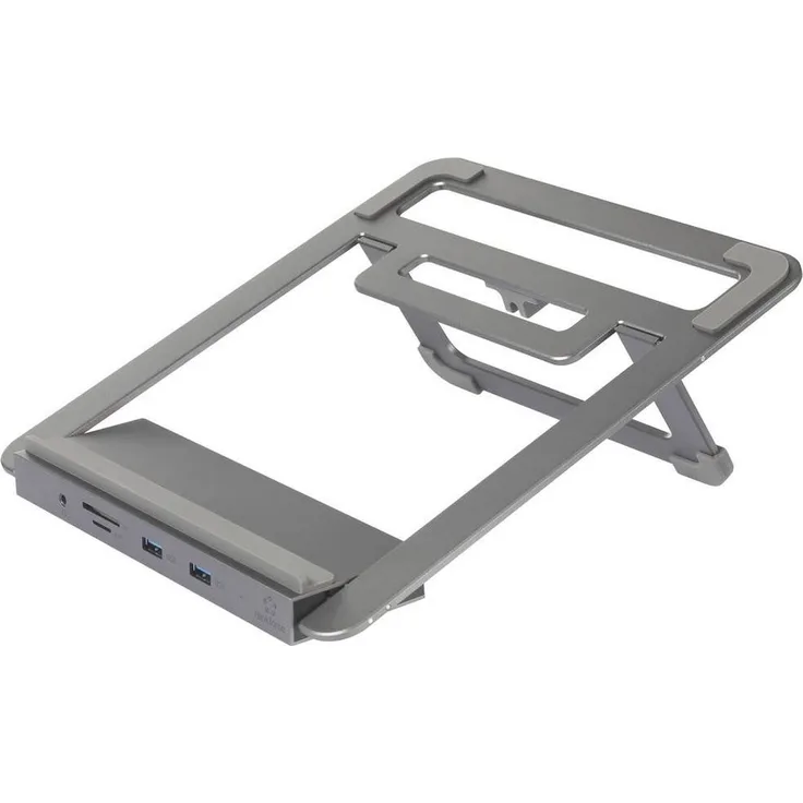 Renkforce RF-LLS-400, 12-in-1 Laptop-Dockingstation mit Dual 4K HDMI, USB-C® Power Delivery und SD/microSD-Kartenschächten, geeignet für Laptops bis 15 Zoll