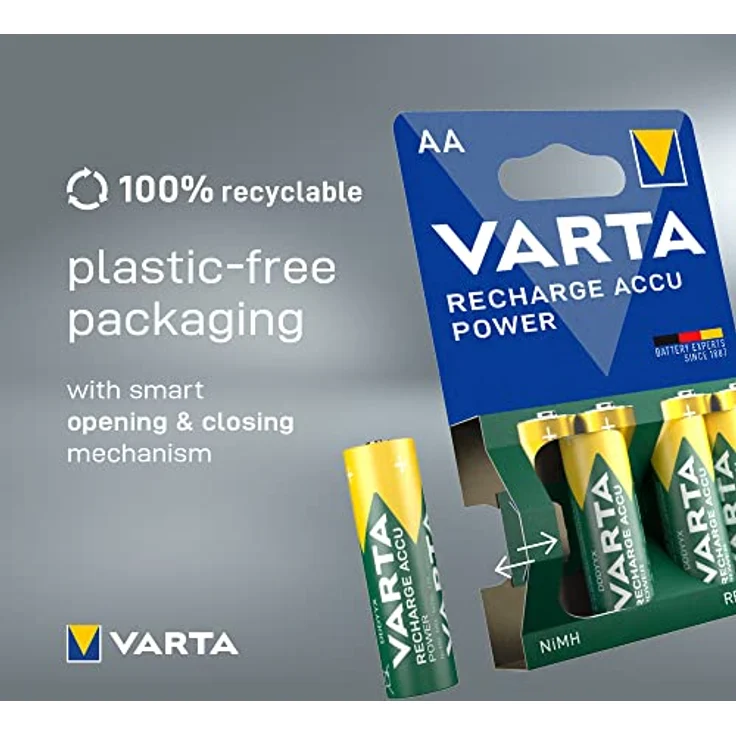 Varta Rechargeable Akku Ready2Use vorgeladener AA Mignon 2600mAh Ni-Mh Akku - 2er Pack - wiederaufladbar ohne Memory Effekt - sofort einsatzbereit – Bild 3