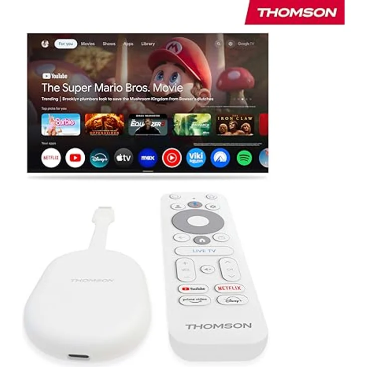 THOMSON 150 GO CAST, 4K UHD Streaming-Dongle mit Dolby Atmos, Sprachsteuerung, Googlecast, 2 GB SDRAM, 8 GB Flash Speicher – Bild 4