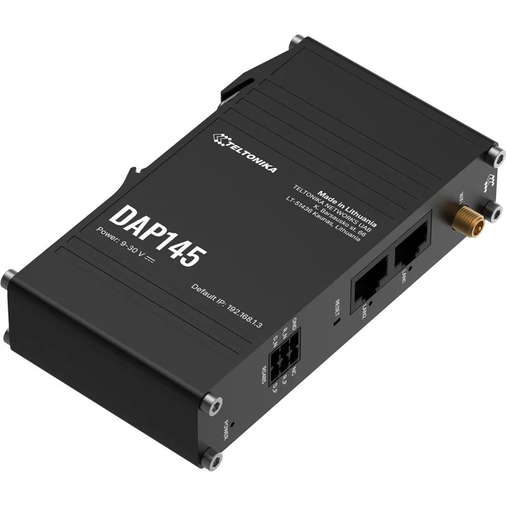 Teltonika DAP145, Industrial Wireless Access Point mit RS485, IP30, WiFi 4, PoE, Temperaturbereich -40 bis 75 °C, schwarz