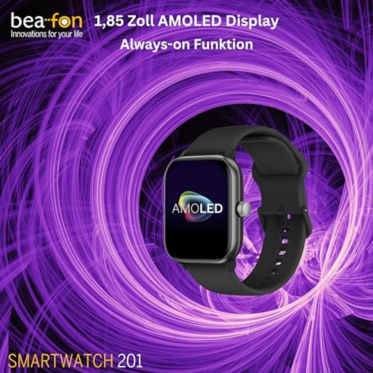 Beafon Watch 201, Black Silver Smartwatch mit Telefon-Funktion und Schrittzähler – Bild 2