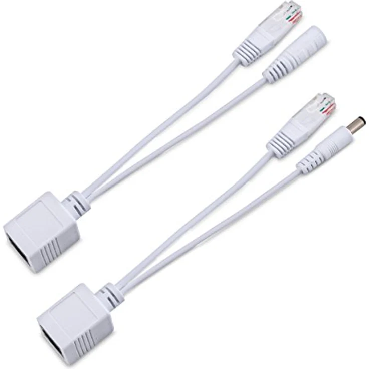 kwmobile Passive Power Over Ethernet PoE Adapter Kabel Set - Injektor + Splitter Kabel für Netzwerk, IP Telefon und IP Kamera, Schwarz – Bild 4