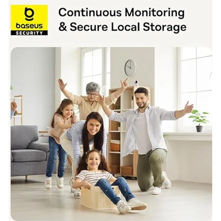 Baseus P1 Lite 2K-Innenkamera (Weiß), Überwachungskamera mit 8-fachem Digitalzoom, 360° Schwenkfunktion und KI-Menschenerkennung – Bild 2