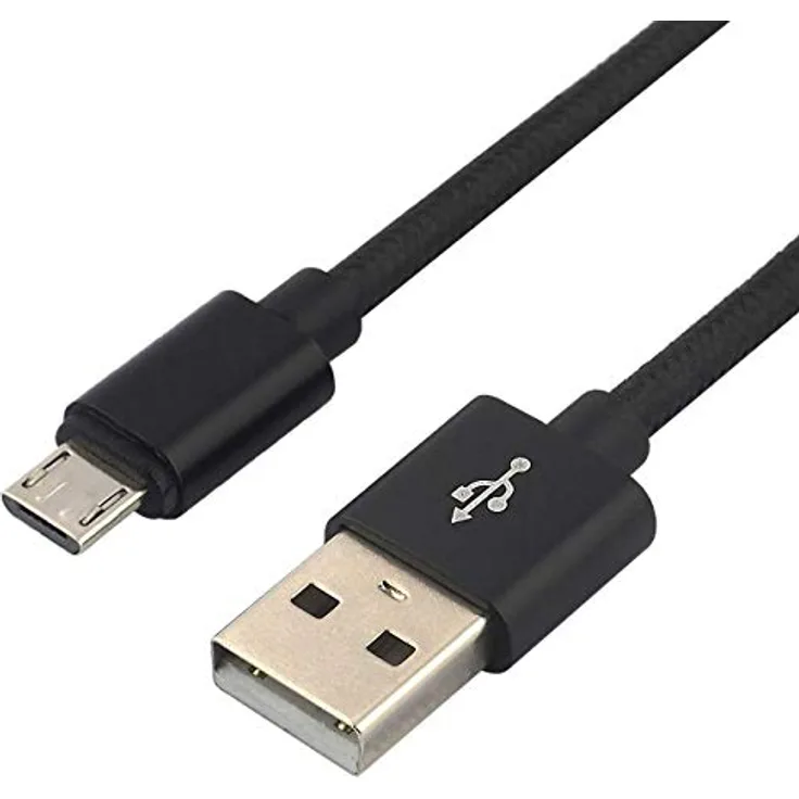 everActive Micro USB Kabel, Nylonkabel, schnelles Laden mit bis zu 2,4 A, 100 cm lang, schwarz, Modell: CBB-1MB