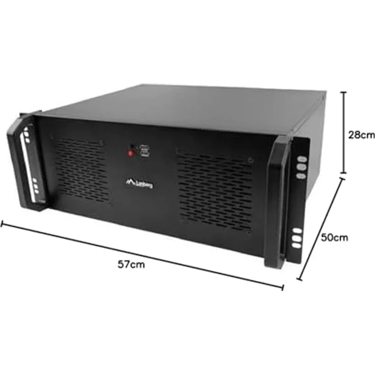 Lanberg Server Gehäuse Rackmount ATX 350/10, 19" 4U, Schwarz, für bis zu 3 HDD/SSD, 2x USB 2.0 Anschlüsse – Bild 2