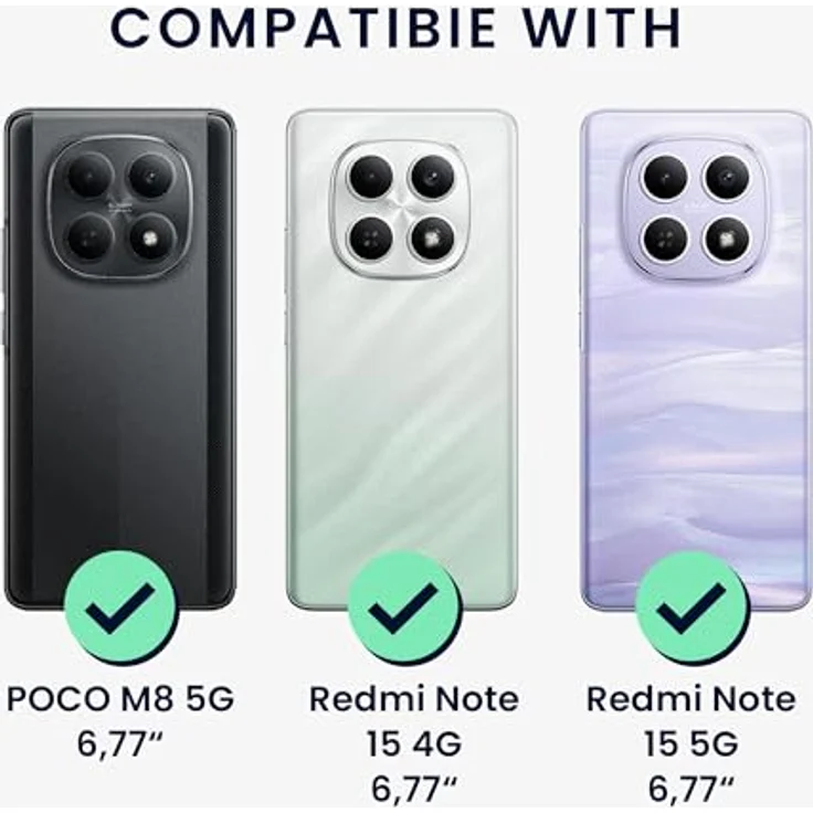 kwmobile Handyhülle kompatibel mit Xiaomi Redmi Note 15 4G / Redmi Note 15 5G / Poco M8 5G - Flexible Silikon Hülle in Graugrün mit präzisen Ausschnitten und erhöhtem Bildschirmschutz – Bild 2
