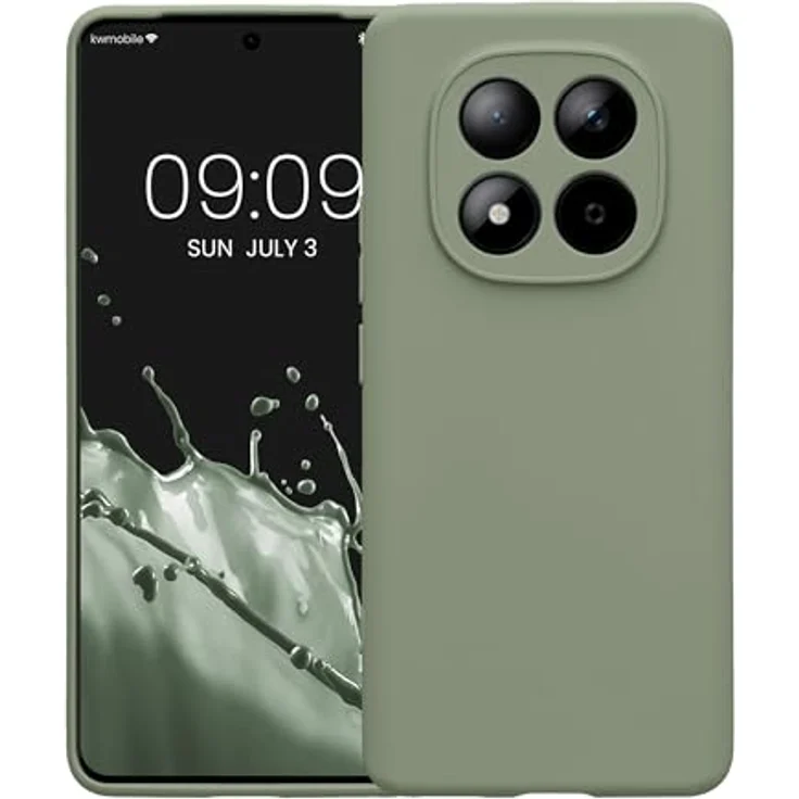 kwmobile Handyhülle kompatibel mit Xiaomi Redmi Note 15 4G / Redmi Note 15 5G / Poco M8 5G - Flexible Silikon Hülle in Graugrün mit präzisen Ausschnitten und erhöhtem Bildschirmschutz – Bild 5