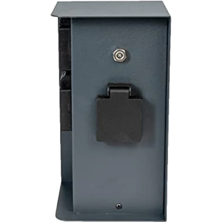 Grafner Gartensteckdose Steckdosensäule anthrazit mit Dämmerungssensor und Edelstahl – Bild 3