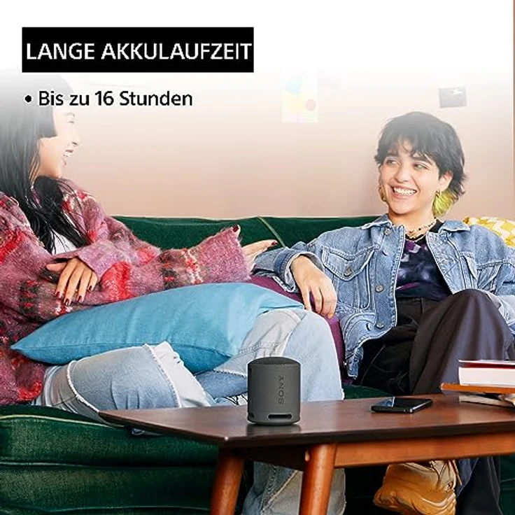 Sony SRS-XB100 - Kabelloser Bluetooth-Lautsprecher, tragbar, leicht, kompakt, Outdoor, Reise-Lautsprecher, langlebig, IP67 wasser- und staubdicht, 16 Std Akku, Trageriemen, Freisprechfunktion, Schwarz – Bild 5