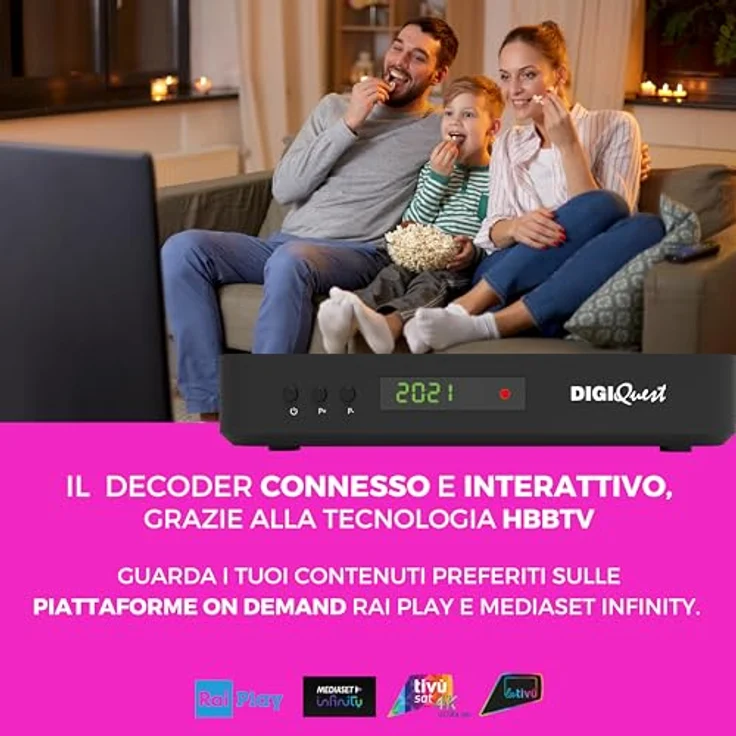 DIGIQUEST Tivùsat Combo Q80 4K Decoder, Schwarz, mit aktivierbarer Aufnahmefunktion, 2-in-1-Fernbedienung und tivùsat 4K Karte – Bild 4