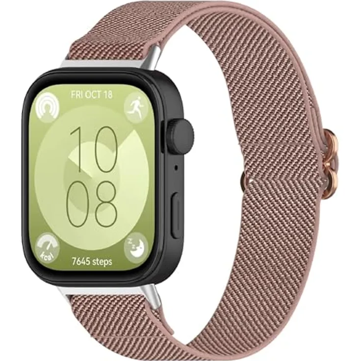 GIOPUEY Geflochtenes Nylon Armband für Huawei Watch Fit 3/4/4 Pro, Elastisches unisex Ersatzarmband - pink