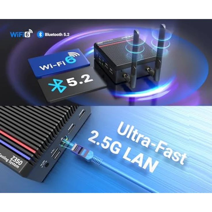 Minix NEO Z350-0dB, Kompakter Desktop-PC mit Intel Core i3, 16 GB RAM, 512 GB SSD, Schwarz, 4K@60Hz Dual HDMI, WiFi 6 – Bild 6