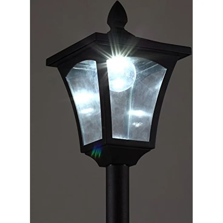 Outsunny Solar Gartenlaterne Laterne Wegleuchte mit LED 40 Lumen Schwarz 18 x 18 x 160cm – Bild 3