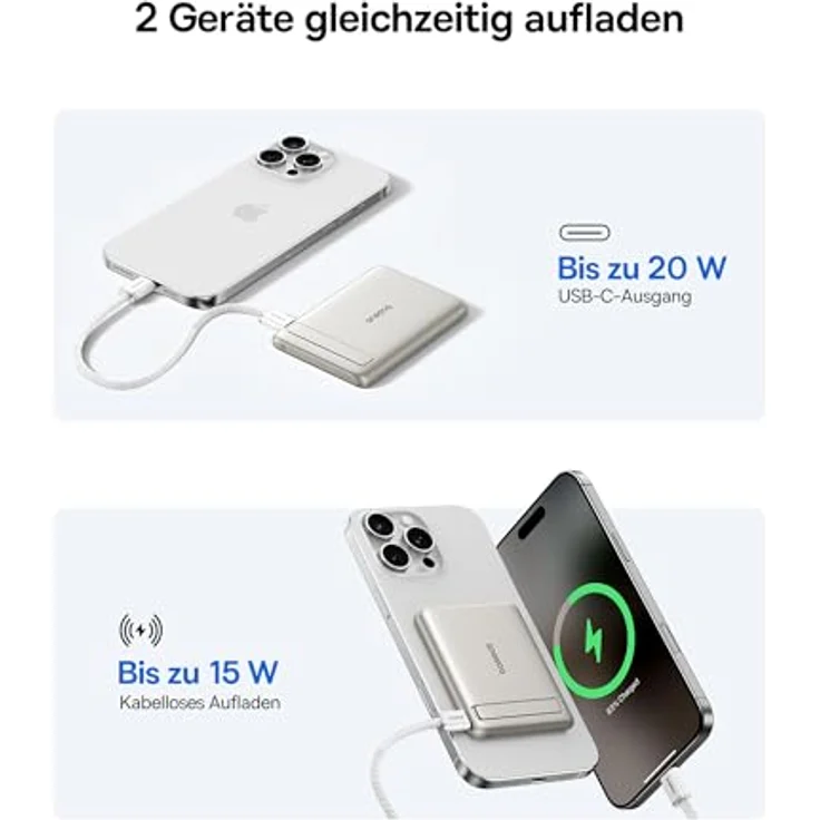 Baseus Mini MagSafe Powerbank 5000mAh, Qi2-zertifiziert mit klappbarem Ständer, PD 20W, USB-C, Wireless, kompatibel mit iPhone 17/16/15/14/13/12/Pro Max, Titan – Bild 5