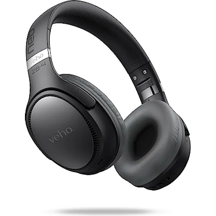 Veho ZB-4, Kabellose Over-Ear-Kopfhörer mit Mikrofon, 36h Spielzeit, 5.3 Bluetooth, 44mm Treiber, USB-C Laden, schwarz – Bild 1