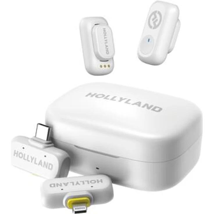 Hollyland Lark A1 Combo, kabelloses Mikrofon mit 48 kHz High-Fidelity-Klang, 54 Stunden Akkulaufzeit und zwei Sendern, Ivory White