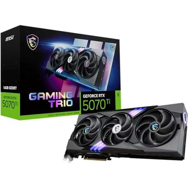 MSI GeForce RTX 5070 Ti 16G Gaming Trio OC Plus – Grafikkarte mit 16GB GDDR7 (28Gbps/256-bit) und Boost: 2572 MHz, in schwarz