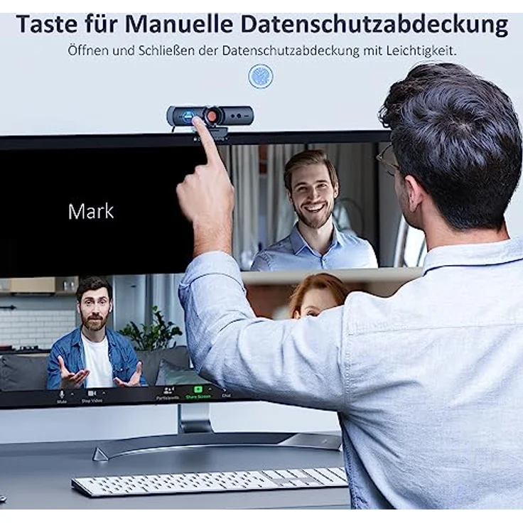 NexiGo HelloCam, 1080p Webcam mit Windows Hello und Mikrofon, Echter Datenschutz mit Automatischem Abdeckung, für Streamen von Online-Kursen, Kompatibel mit Zoom/Skype/Teams – Bild 4