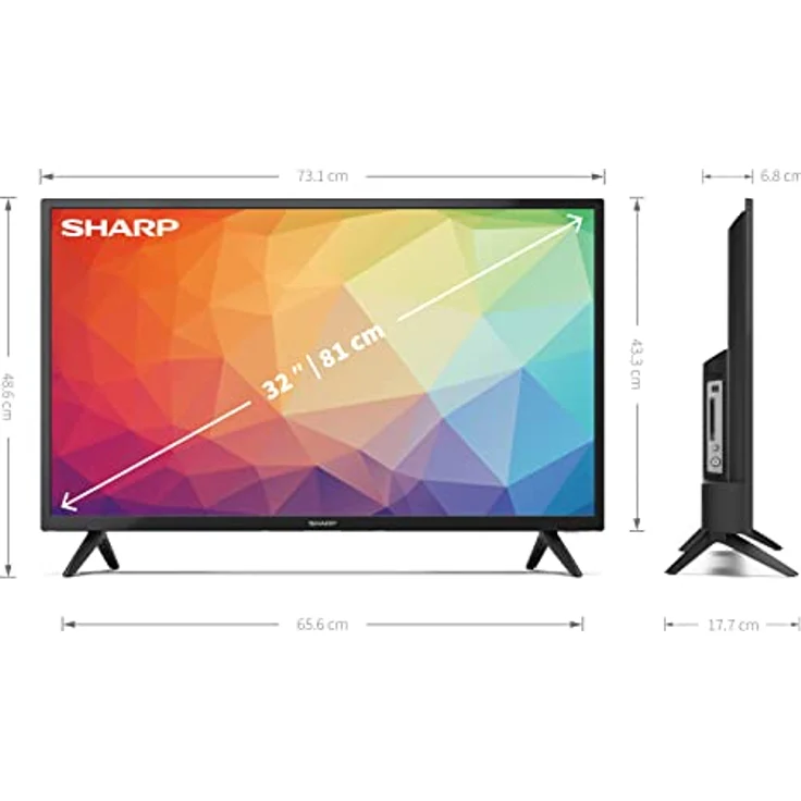 SHARP 32FG6EA Android Smart TV 81cm (32 Zoll), Sprachsteuerung per Google Assistant, Chromecast, Bluetooth, 2X HDMI, 2X USB, Dolby Audio, Active Motion 400, schwarz – Bild 3