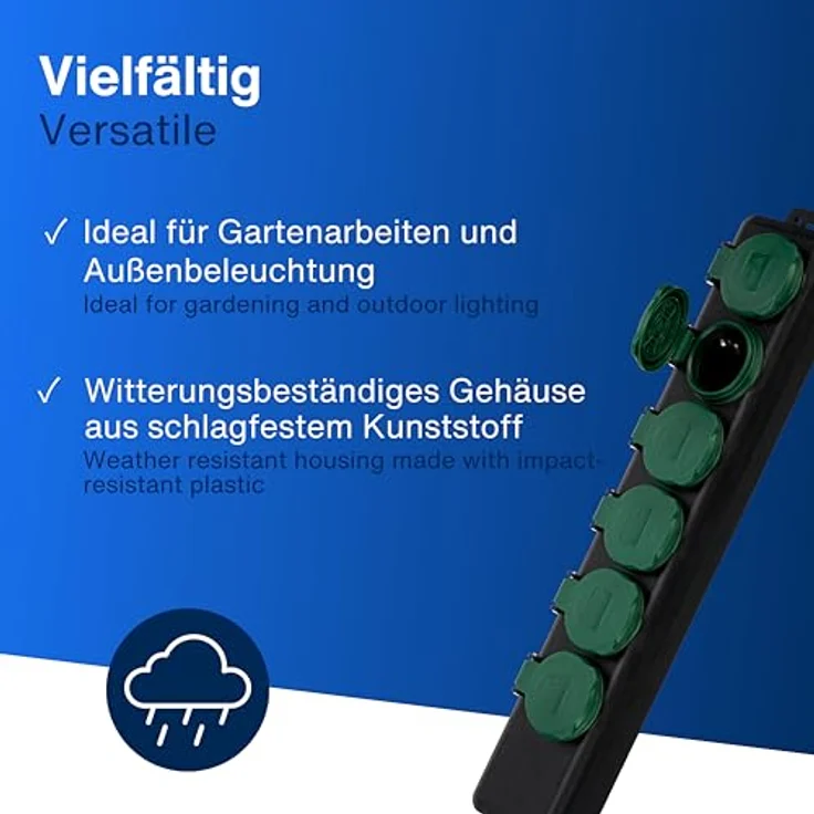 REV Ritter 0512469555 Steckdosenleiste 6-fach IP44 mit Kinderschutz 1.4 m, schwarz-Grün – Bild 4