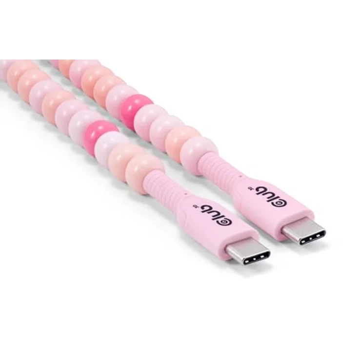Club3D CAC-3010 USB-C® Perlenkabel, 60W Leistung, pink, Datenübertragung bis 480Mbps – Bild 1