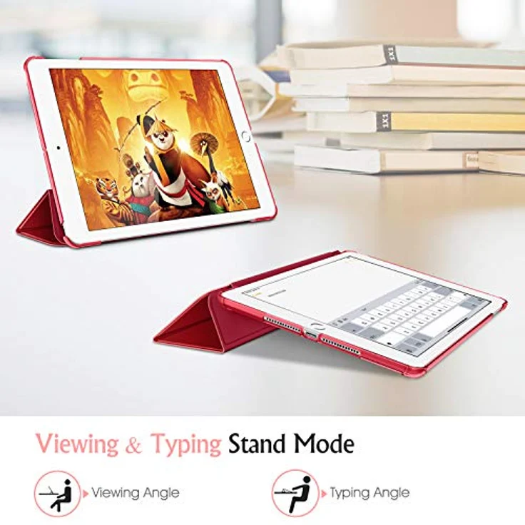 Fintie Hülle für iPad 9.7 Zoll 2018/2017 - Ultradünn Schutzhülle mit transparenter Rückseite Abdeckung Cover mit Auto Schlaf/Wach für 9.7" iPad 6. Generation / 5. Generation, Rot – Bild 4