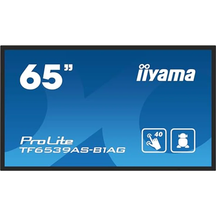 iiyama Prolite TF6539AS-B1AG 163,9cm 64,5" IPS LED-Monitor 4K UHD Open Frame 40 Punkt Multitouch Bonded PCAP kapazitiv HDMI DP RJ45 RS-232c USB2.0 IP65 Android OS AntiGlare Touch-durch-Glass 24/7, schwarz – Bild 2