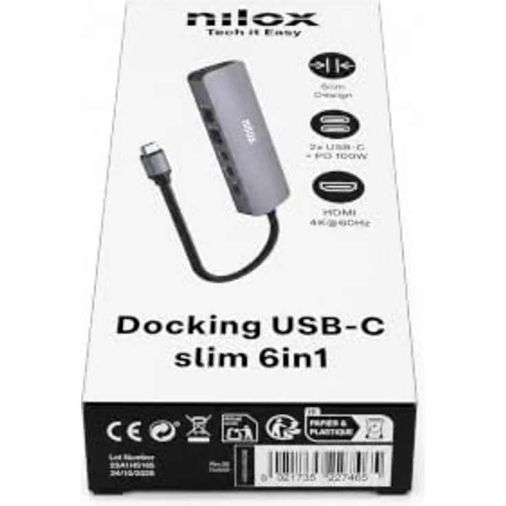 Nilox USB-C Dockingstation Slim 6in1, Laptop-Dockingstation mit Monitoranschluss, Grau – Bild 8