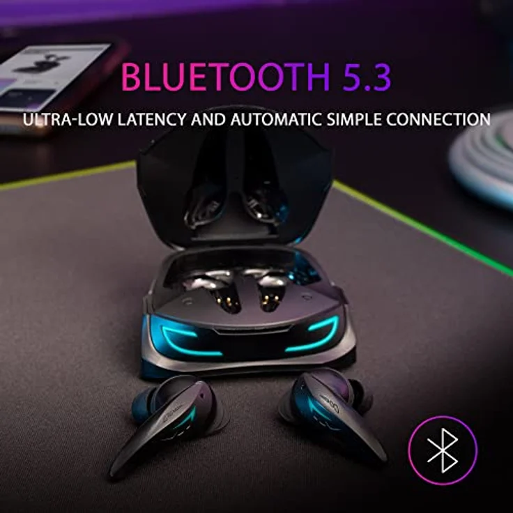 Mars Gaming MHI-ULTRA Schwarz, Wireless Headset TWS, RGB Flow, Bluetooth 5.3, Triple Geräuschunterdrückung, 24H Akkulaufzeit – Bild 3