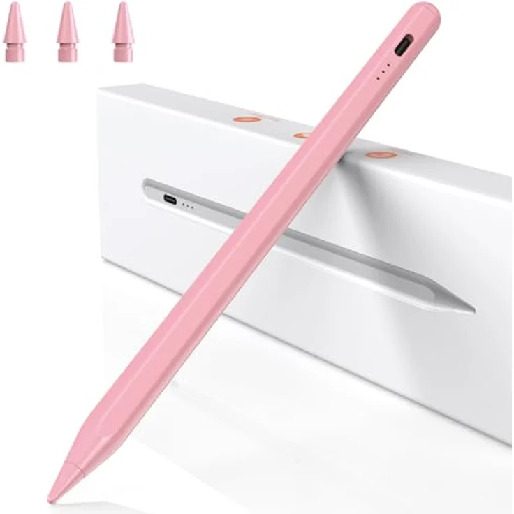 BAZO Stift für iPad 2018-2024, Pencil 2. Generation mit Schnellladefunktion, Palm Rejection und Neigungssensitivität, Rosa – Bild 1